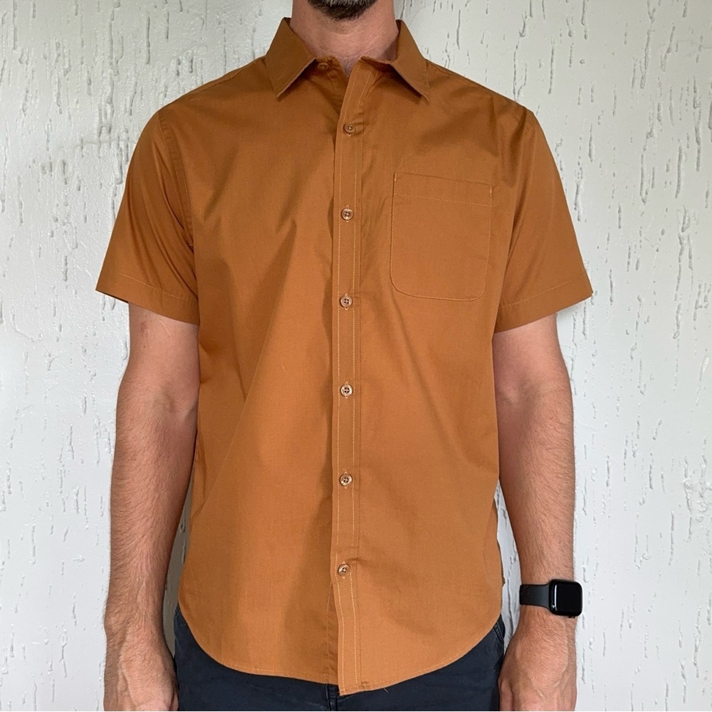 Caterpillar Men’s Short Sleeve Button Down Shirt Medium Rust